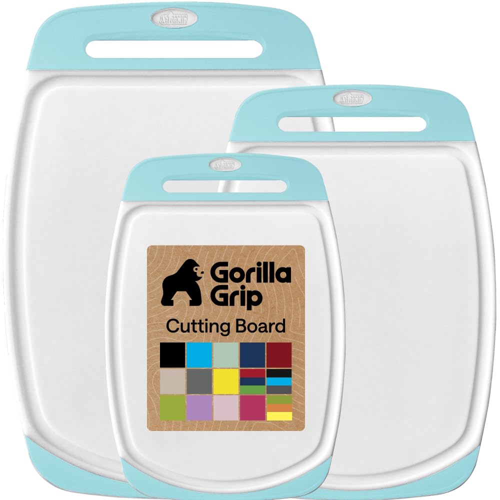 GORILLA GRIP Cutting Board Set of 3, Slip Resistant and Nonporous, Black