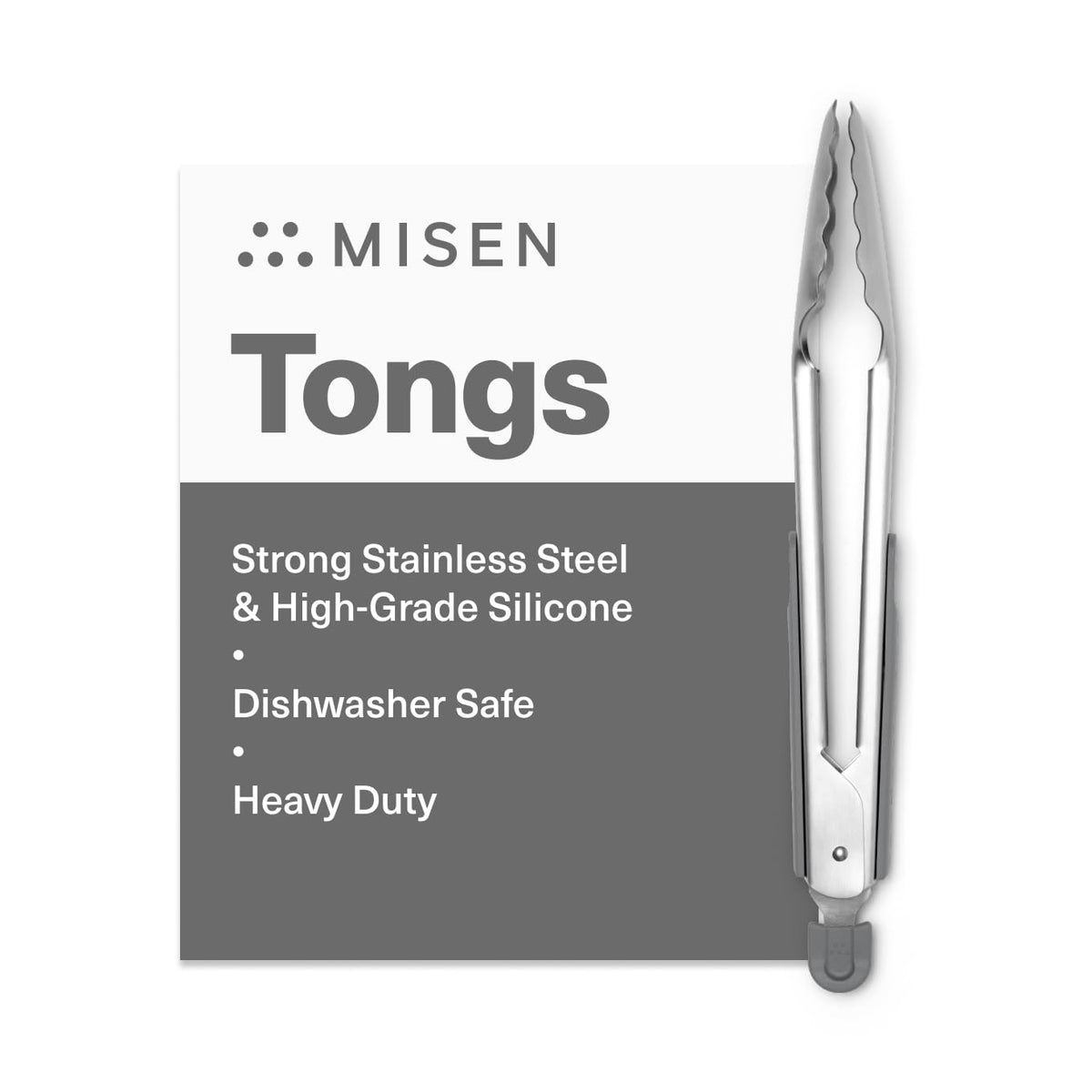 Misen Kitchen Tongs - Dishwasher Safe, Heavy Duty - Precision Silicone-Tipped Grilling Tool - Heat Resistant, Nonstick Safe - Perfect for Serving and Air Frying- 13 Inch | Black