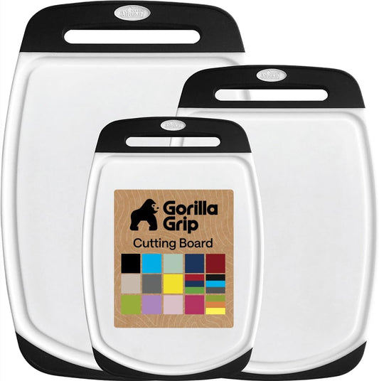 GORILLA GRIP Cutting Board Set of 3, Slip Resistant and Nonporous, Black