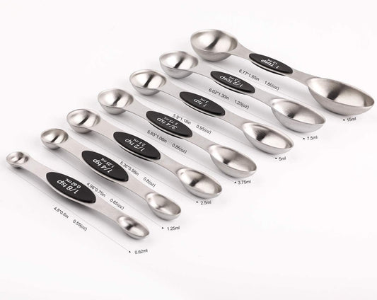 Magnetic Measuring Spoons Set of 7 Stainless Steel Dual Sided Tablespoon