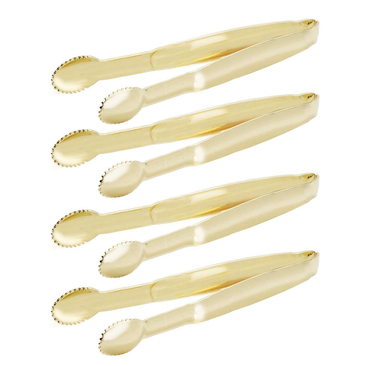 HINMAY Mini Appetizer Tongs 5.75" Stainless Steel Tongs, Set of 4 (Gold)