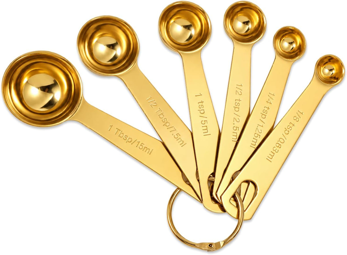 6 Piece Measuring Spoons Set, Stainless Steel Measuring Spoons