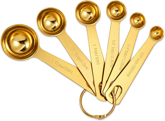 6 Piece Measuring Spoons Set, Stainless Steel Measuring Spoons