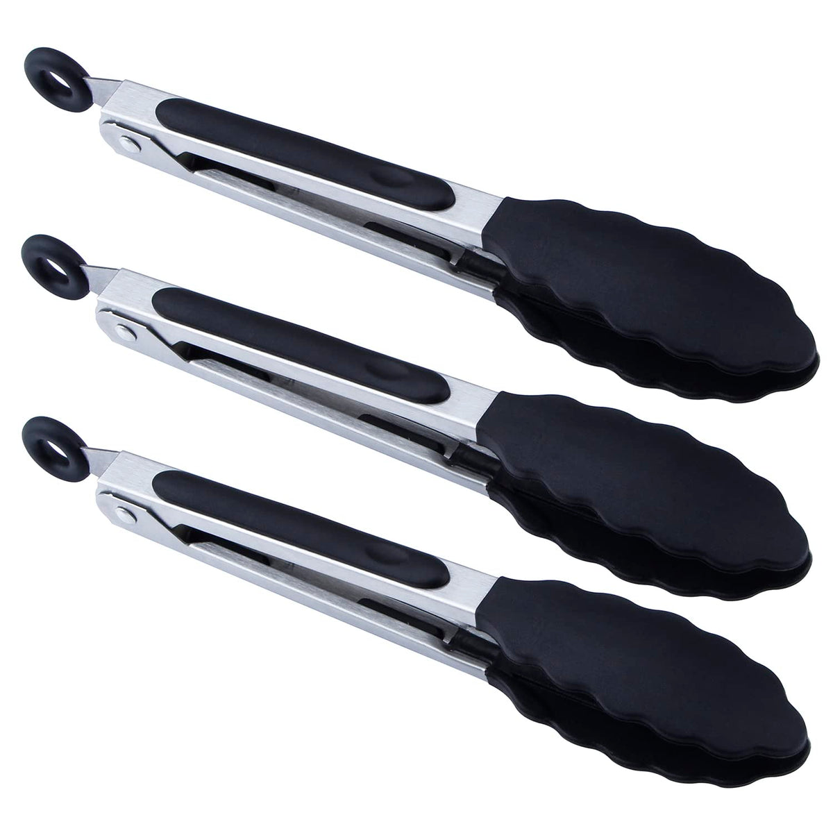 MSY BIGSUNNY Kitchen Food Tongs - 7" Mini Silicone Serving Tongs - Set of 3 (Pink)
