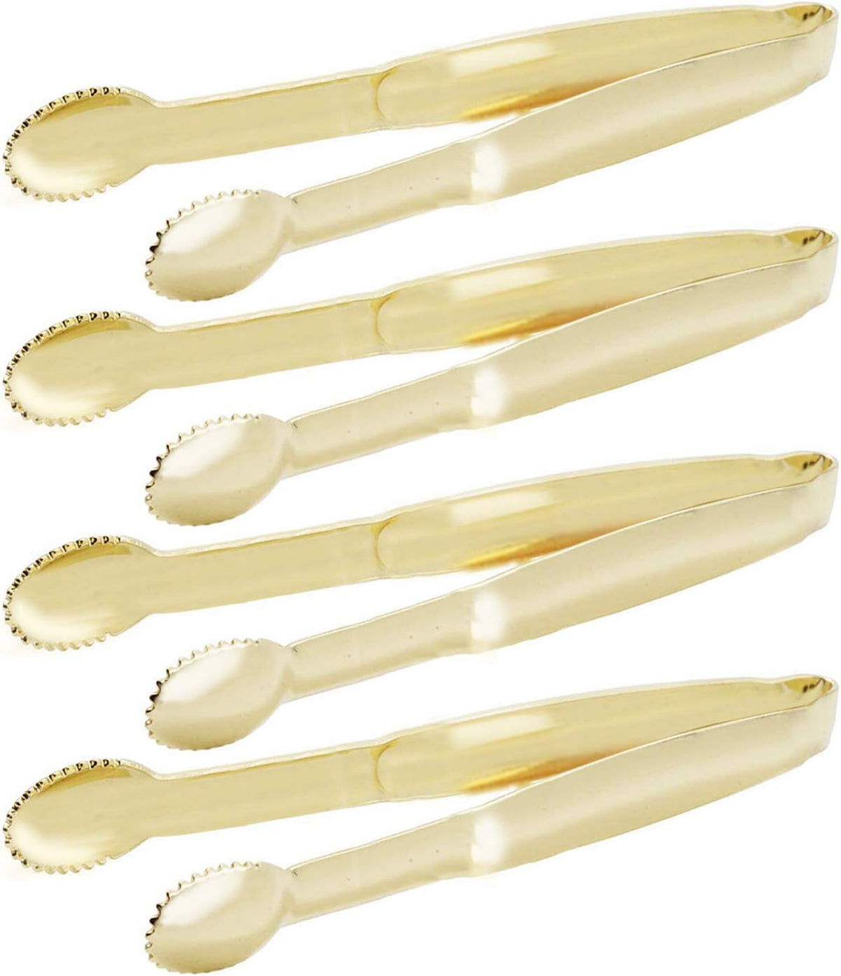 HINMAY Mini Appetizer Tongs 5.75" Stainless Steel Tongs, Set of 4 (Gold)