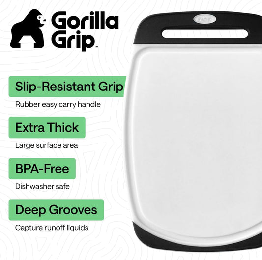GORILLA GRIP Cutting Board Set of 3, Slip Resistant and Nonporous, Black