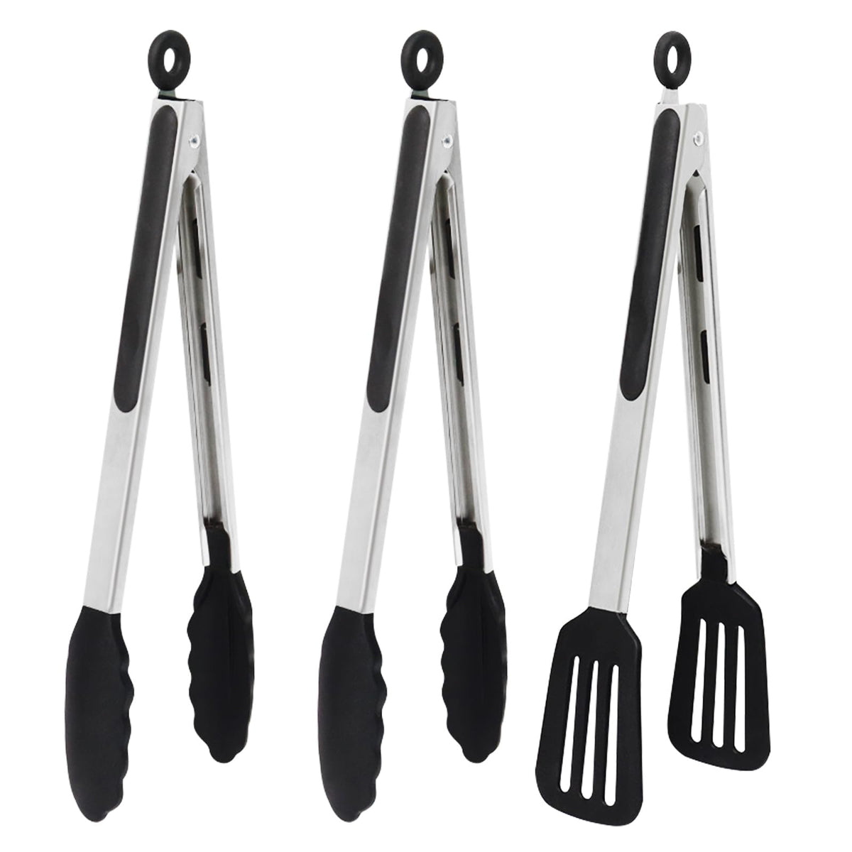7 inch Mini Silicone Serving Tongs with Silicone Tips Set of 3