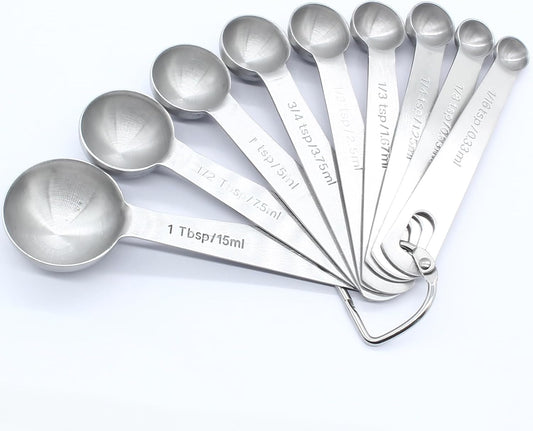 Luomorgo 9 Pcs/Set Measuring Spoons Set, Stainless Steel Tablespoons
