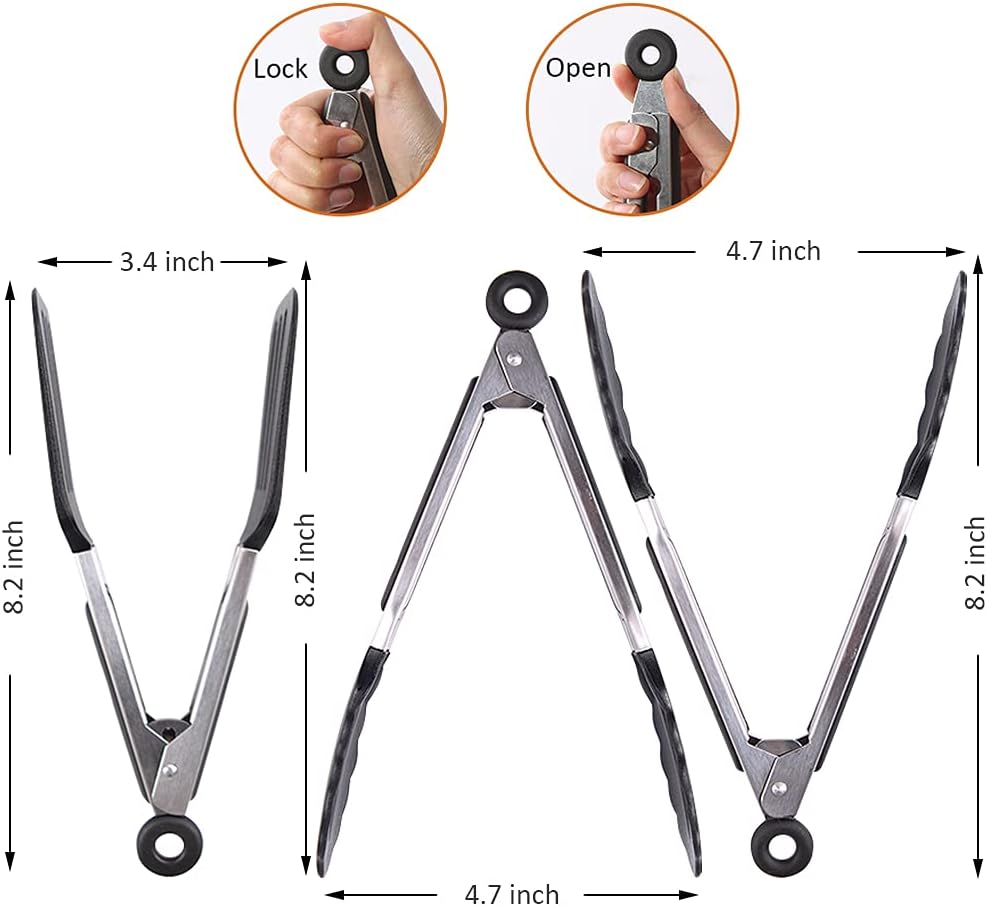 7 inch Mini Silicone Serving Tongs with Silicone Tips Set of 3