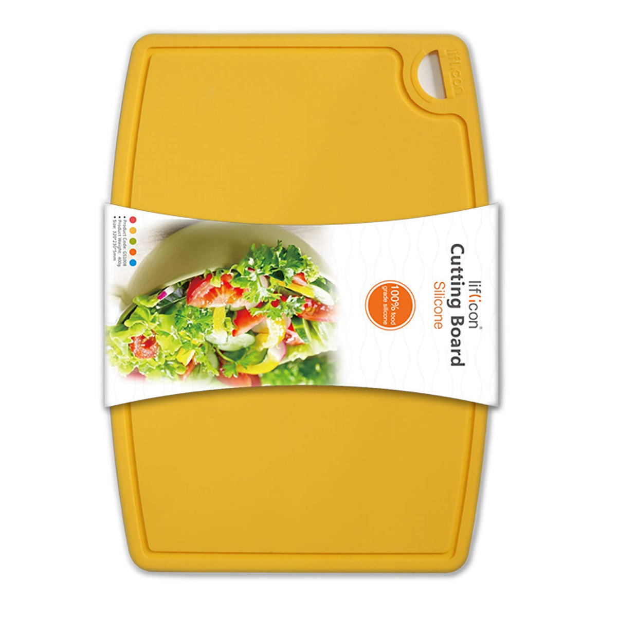 Liflicon Thick Silicone Cutting Board 12.6'' x 9.1'' Juice Grooves Easy Grip Handle Dishwasher Safe-Red