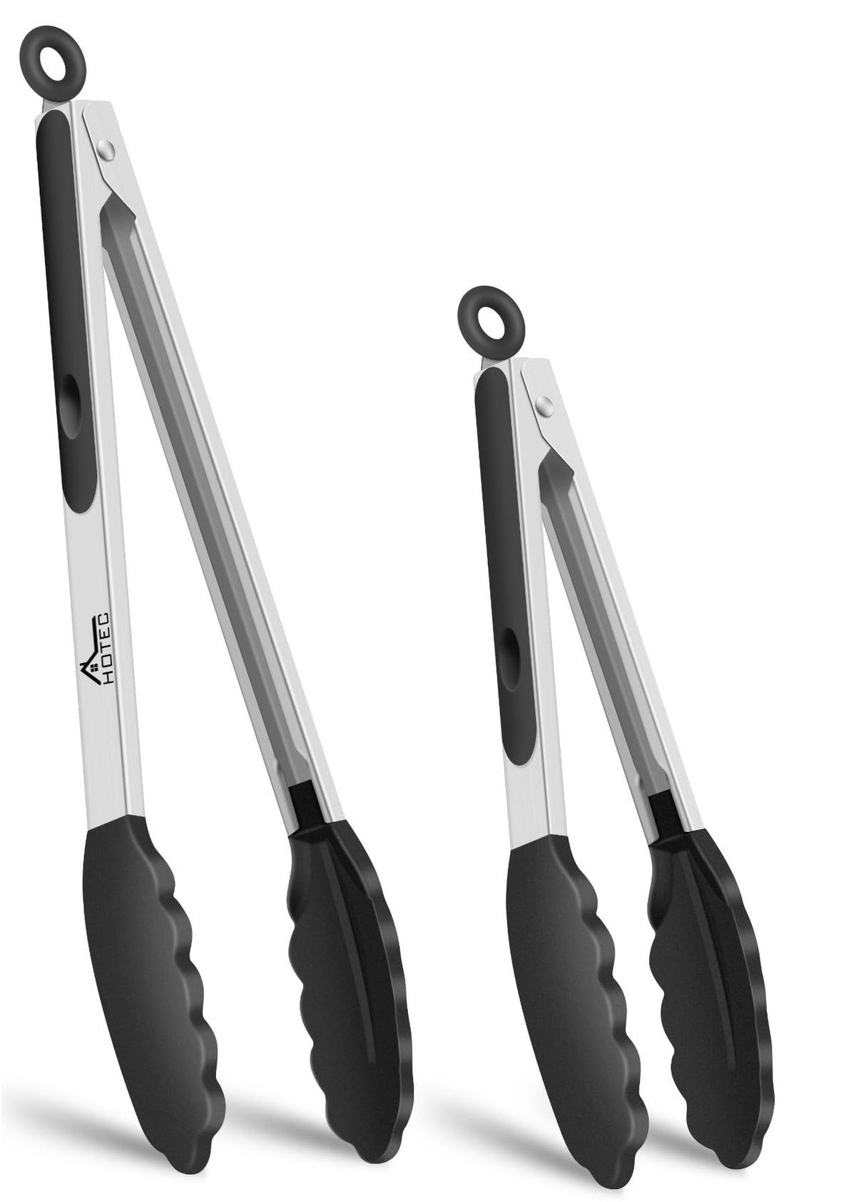 HOTEC Stainless Steel Kitchen Tongs with Silicon Tips, Set of 3-7", 9" &12"