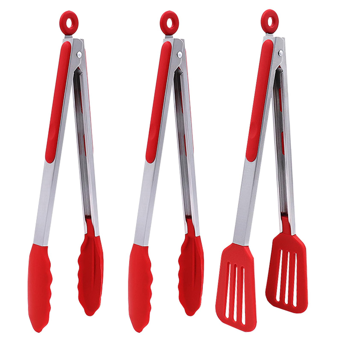 7 inch Mini Silicone Serving Tongs with Silicone Tips Set of 3