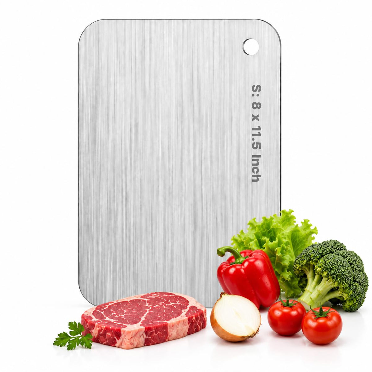 Katori Titanium Cutting Boards for Kitchen-100% Pure Titanium Cutting Board set Double Sided Non Toxic Titanware Chopping Board,Dishwasher Safe Metal Cutting Boards FathersDay Gifts(1PC-S-8x11.5In)