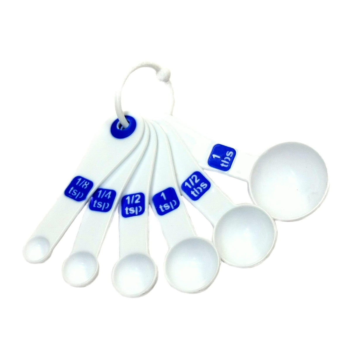 Chef Craft Select Plastic Measuring Spoon Set, 6 piece set, White and Blue