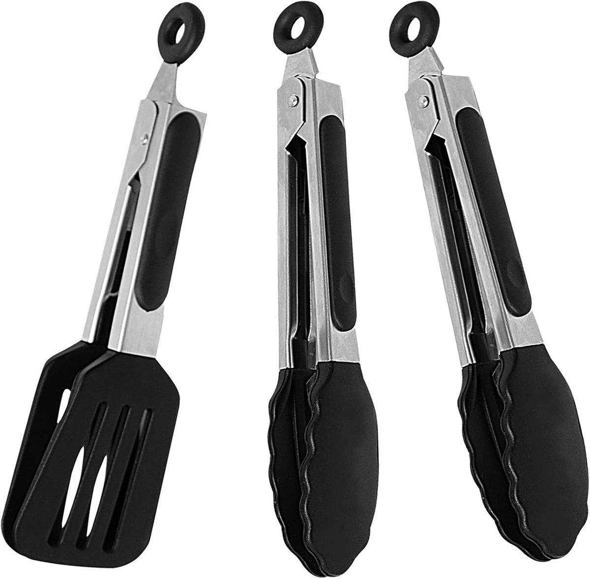 7 inch Mini Silicone Serving Tongs with Silicone Tips Set of 3