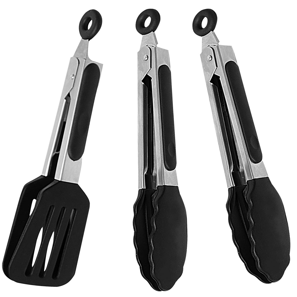 7 inch Mini Silicone Serving Tongs with Silicone Tips Set of 3