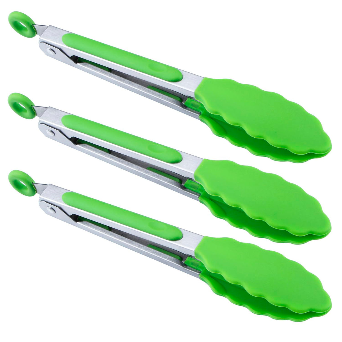 MSY BIGSUNNY Kitchen Food Tongs - 7" Mini Silicone Serving Tongs - Set of 3 (Pink)