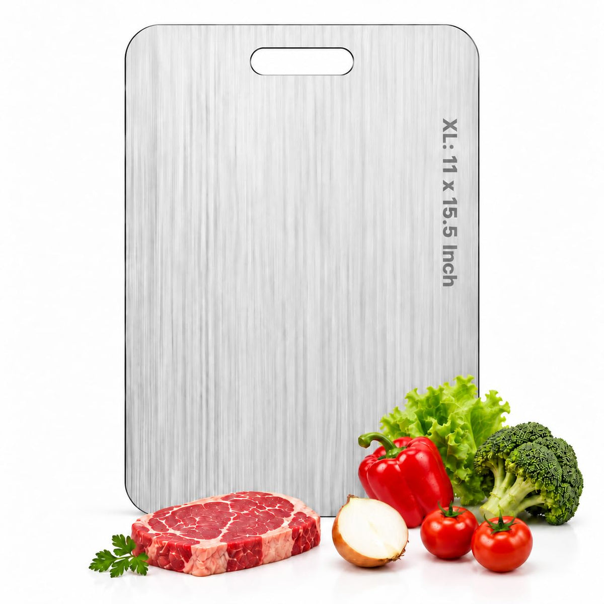 Katori Titanium Cutting Boards for Kitchen-100% Pure Titanium Cutting Board set Double Sided Non Toxic Titanware Chopping Board,Dishwasher Safe Metal Cutting Boards FathersDay Gifts(1PC-S-8x11.5In)