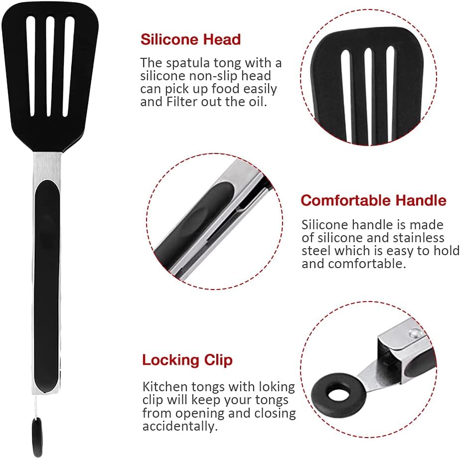 7 inch Mini Silicone Serving Tongs with Silicone Tips Set of 3