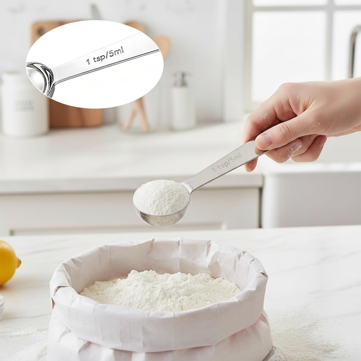 6PCS Teaspoon Measuring Spoons Set(1 Tsp, 5ml), Tablespoon Measuring Spoons Stainless Steel Short Compact Kitchen Scoops for Spices, Baking, and Everyday Cooking