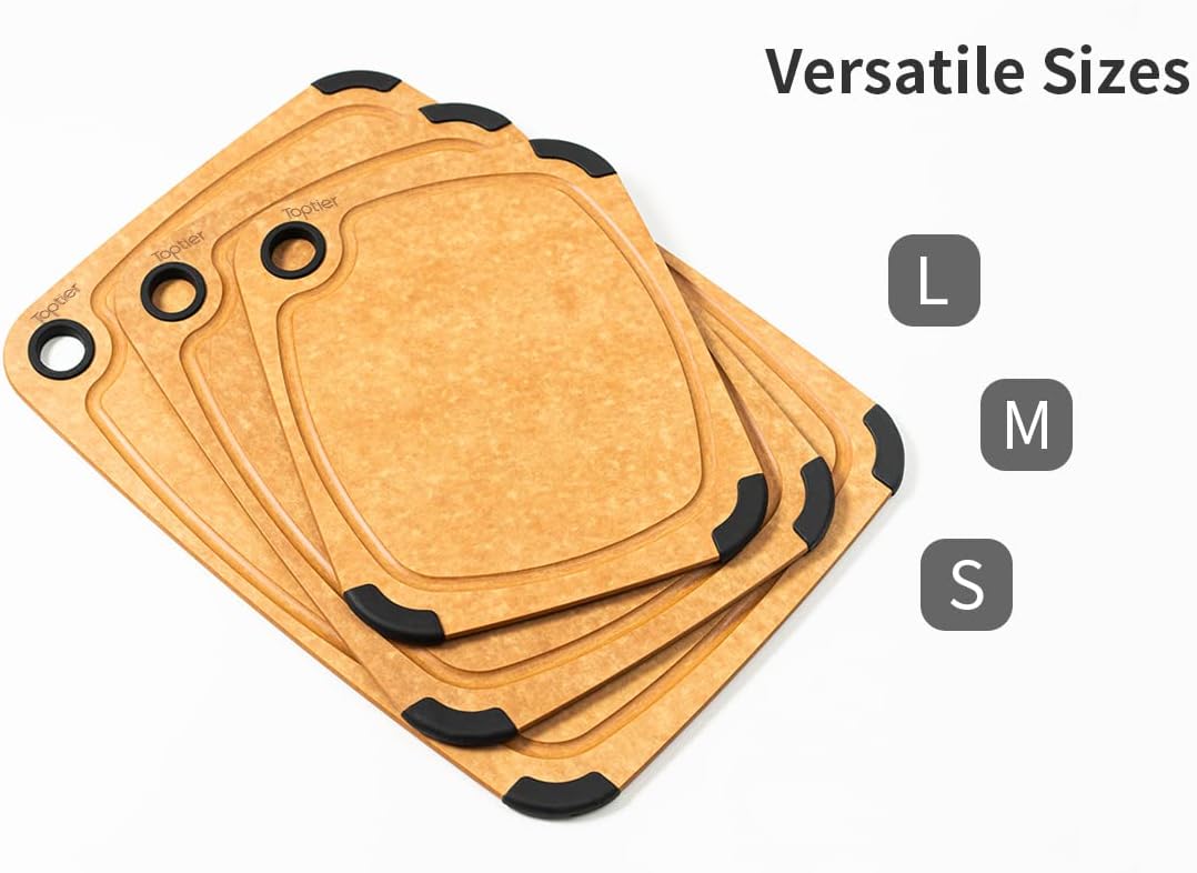 Toptier Wood Fiber Cutting Board for Kitchen - Non-Slip, Reversible, Eco-Friendly, Small 11.5 x 9.25-inch Chopping Board, Natural Slate