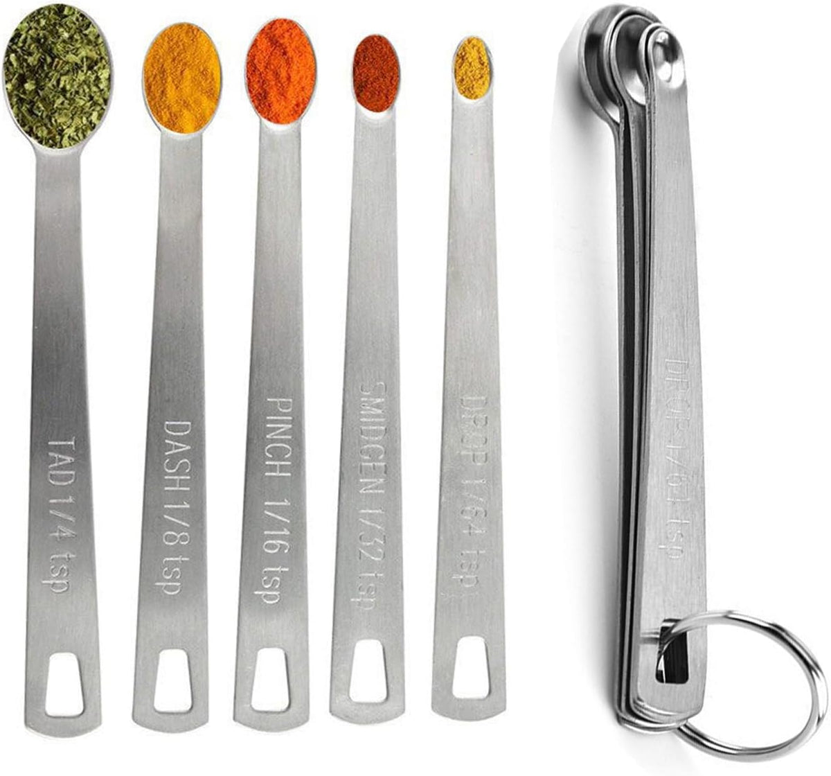 Measuring Spoons,Includ 1/4 tsp, /8 tsp,1/16 tsp,1/32 tsp,1/64 tsp