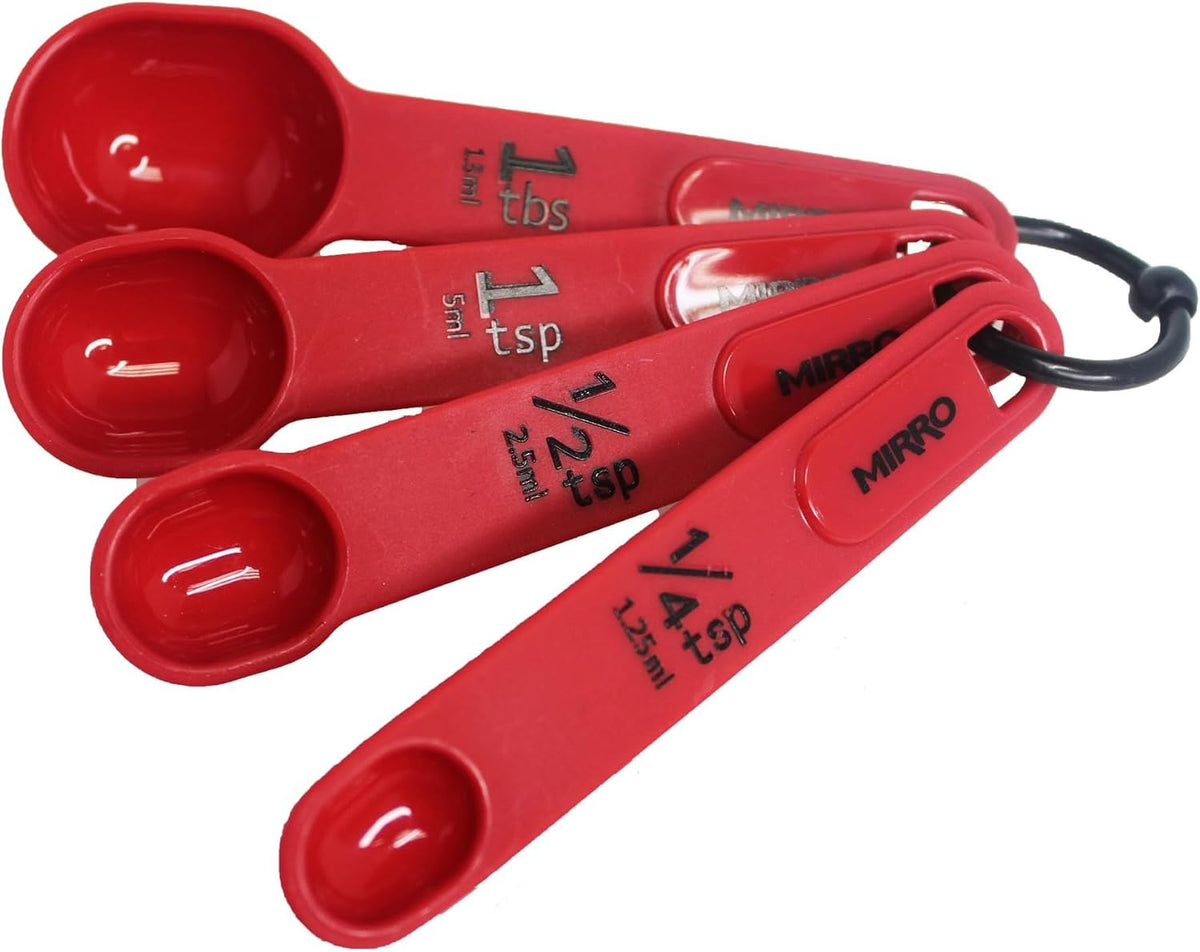 MIRRO 4 Piece Nested Measuring Spoons Set for Kitchen, Red
