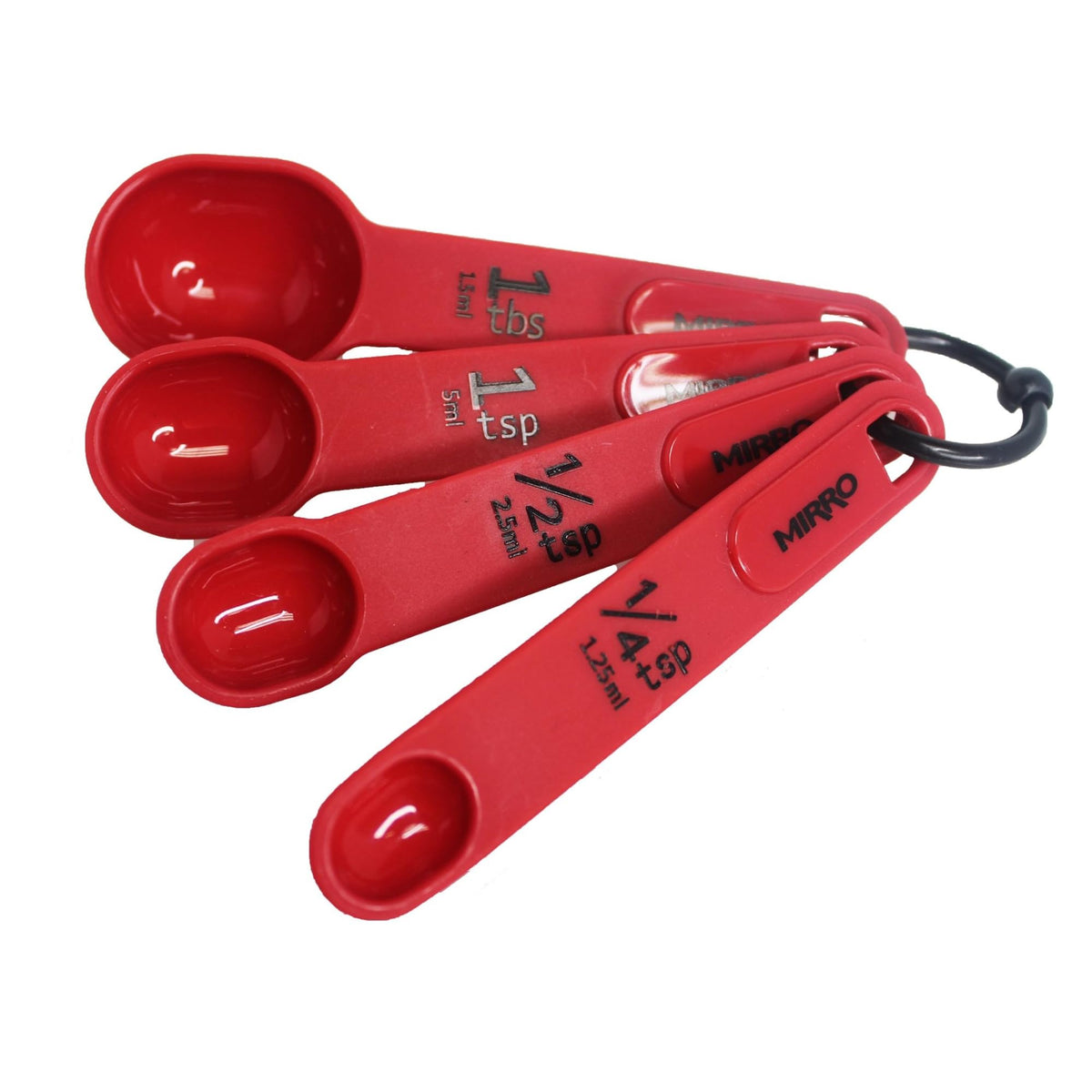 MIRRO 4 Piece Nested Measuring Spoons Set for Kitchen, Red