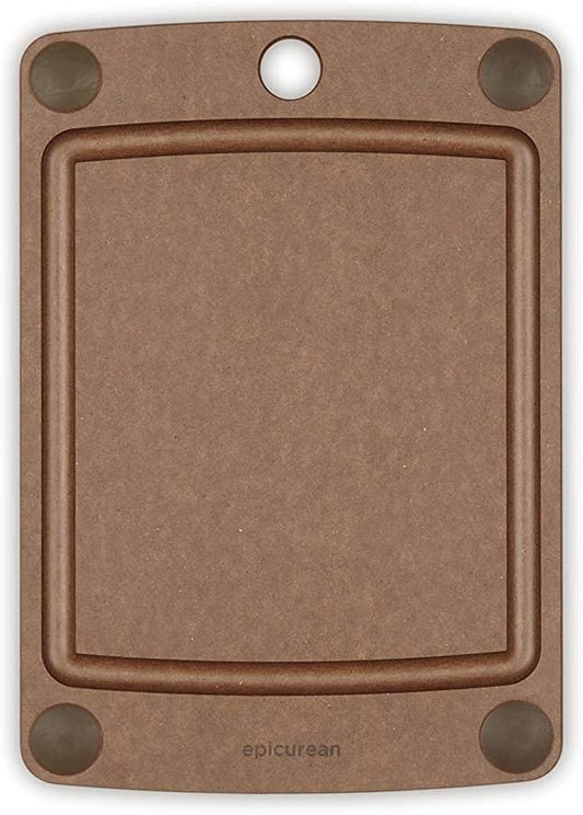 Epicurean All-In-One Cutting Board with Non-Slip Feet and Juice Groove - Non-toxic, Dishwasher Safe, Made in the USA, 10" x 7", Nutmeg