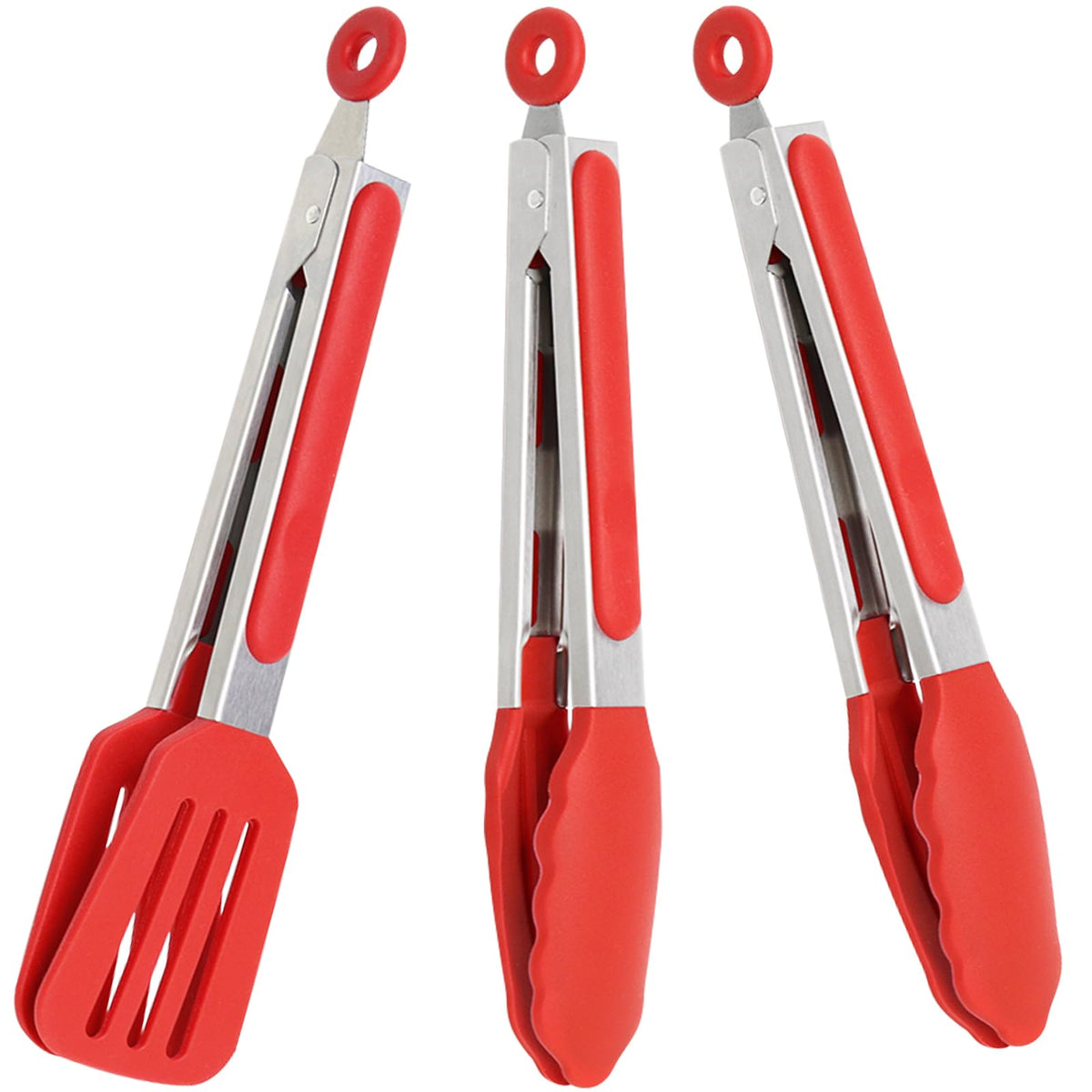 7 inch Mini Silicone Serving Tongs with Silicone Tips Set of 3