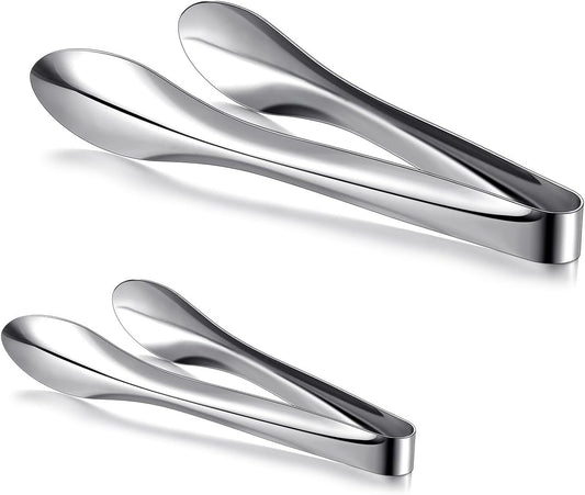 2 Pack Silver Polished Serving Tongs 6 Inch,9 Inch