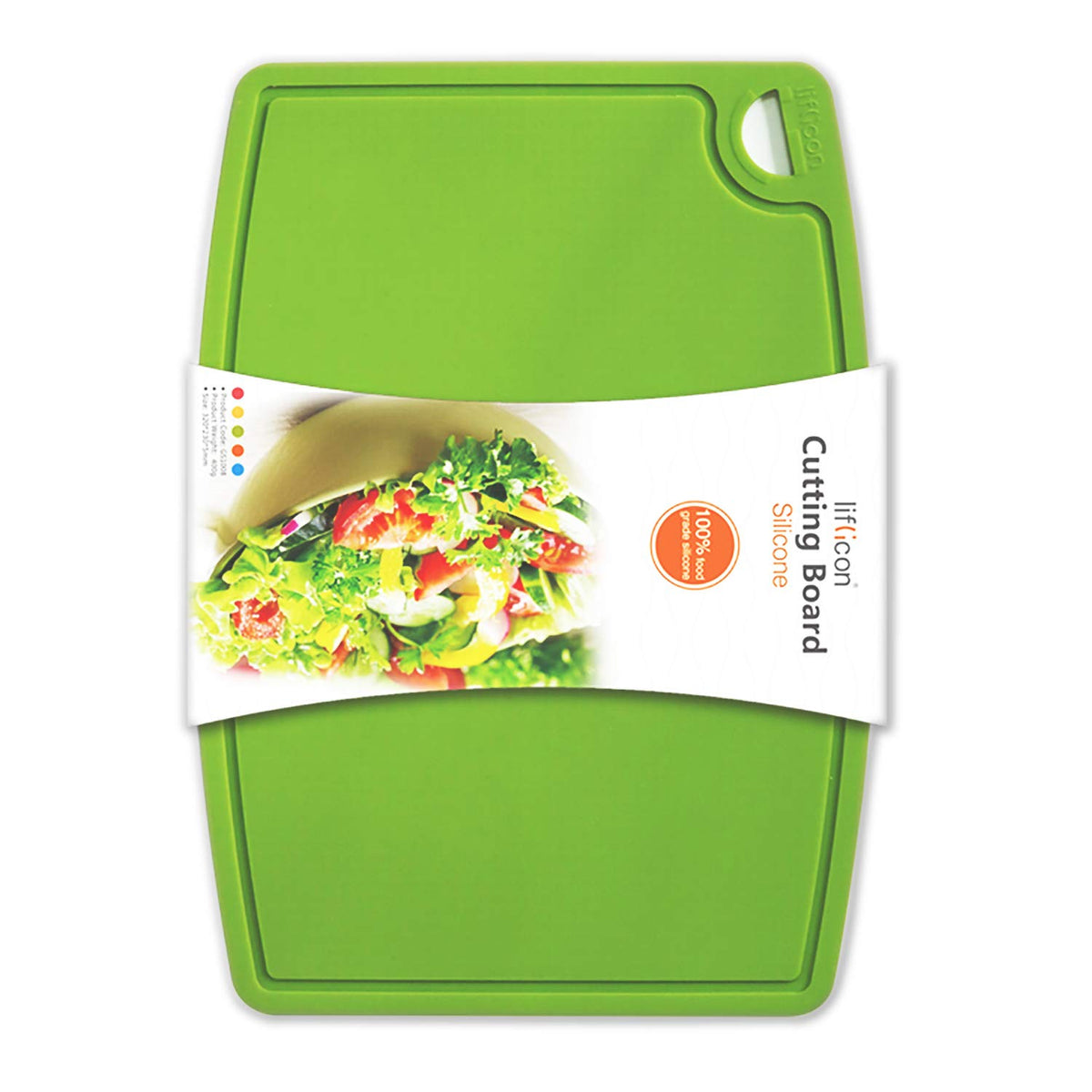 Liflicon Thick Silicone Cutting Board 12.6'' x 9.1'' Juice Grooves Easy Grip Handle Dishwasher Safe-Red