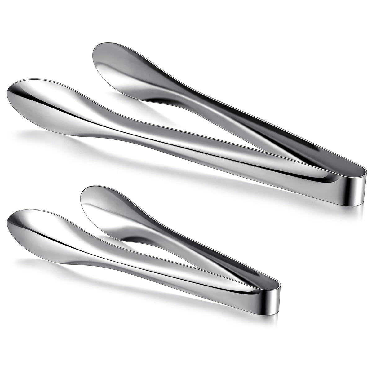 2 Pack Silver Polished Serving Tongs 6 Inch,9 Inch