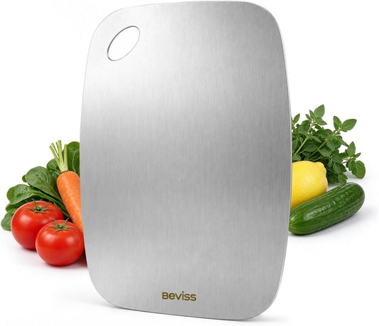 Cutting Board, 100% Pure 18/8 Stainless Steel Cutting Board Double Sided,Chopping Board for Kitchen, Dishwasher Safe Chopping Board for Meat, Vegetables or Fruit(11.5"L x 8"W)