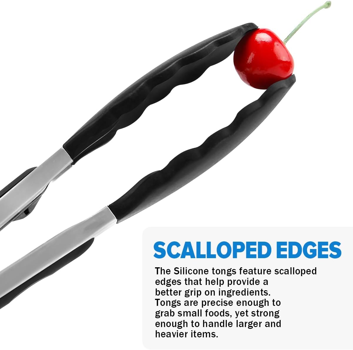 Kitchen Tongs for Cooking, Stainless Steel, Non Scratch Silicone Tip,3 Pack