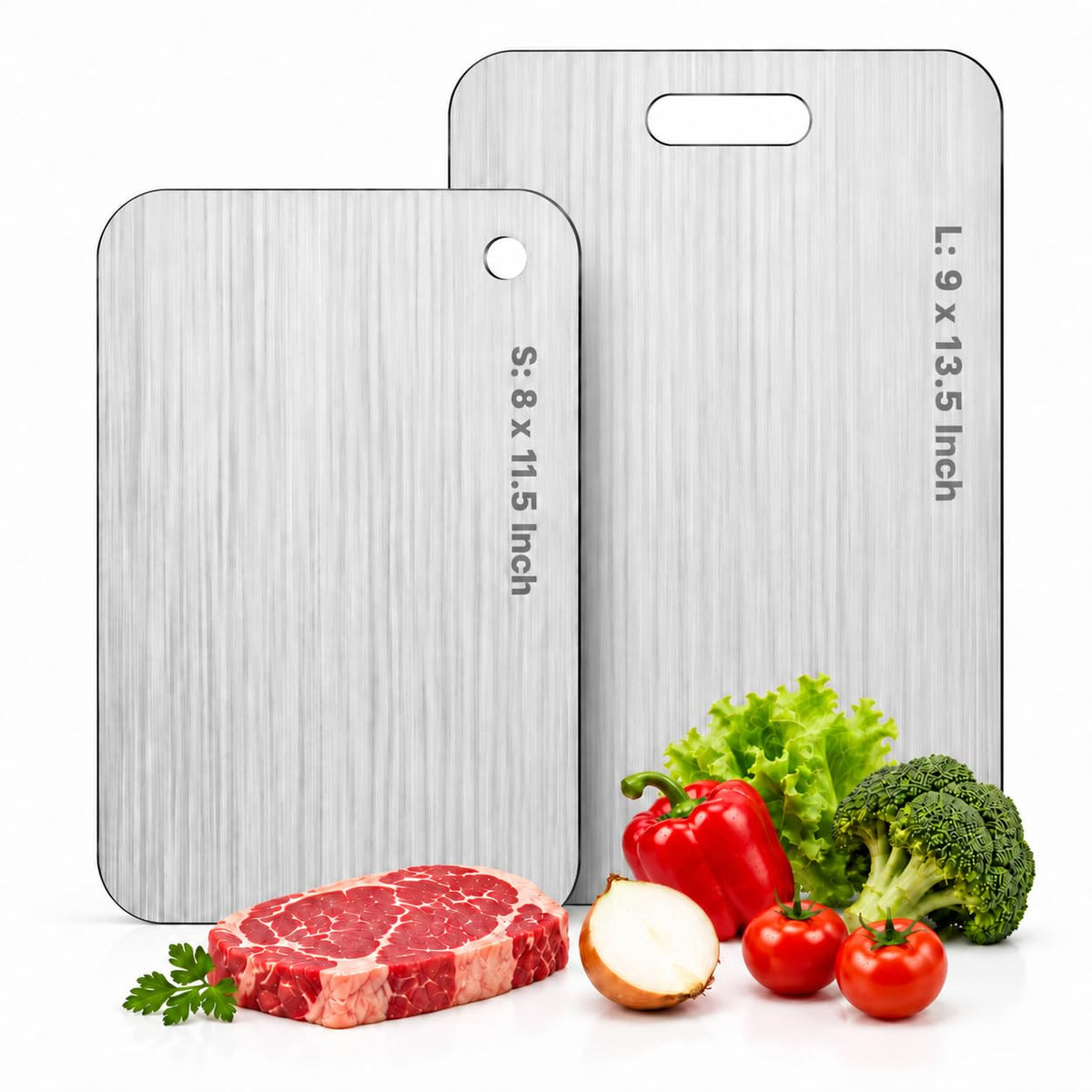 Katori Titanium Cutting Boards for Kitchen-100% Pure Titanium Cutting Board set Double Sided Non Toxic Titanware Chopping Board,Dishwasher Safe Metal Cutting Boards FathersDay Gifts(1PC-S-8x11.5In)