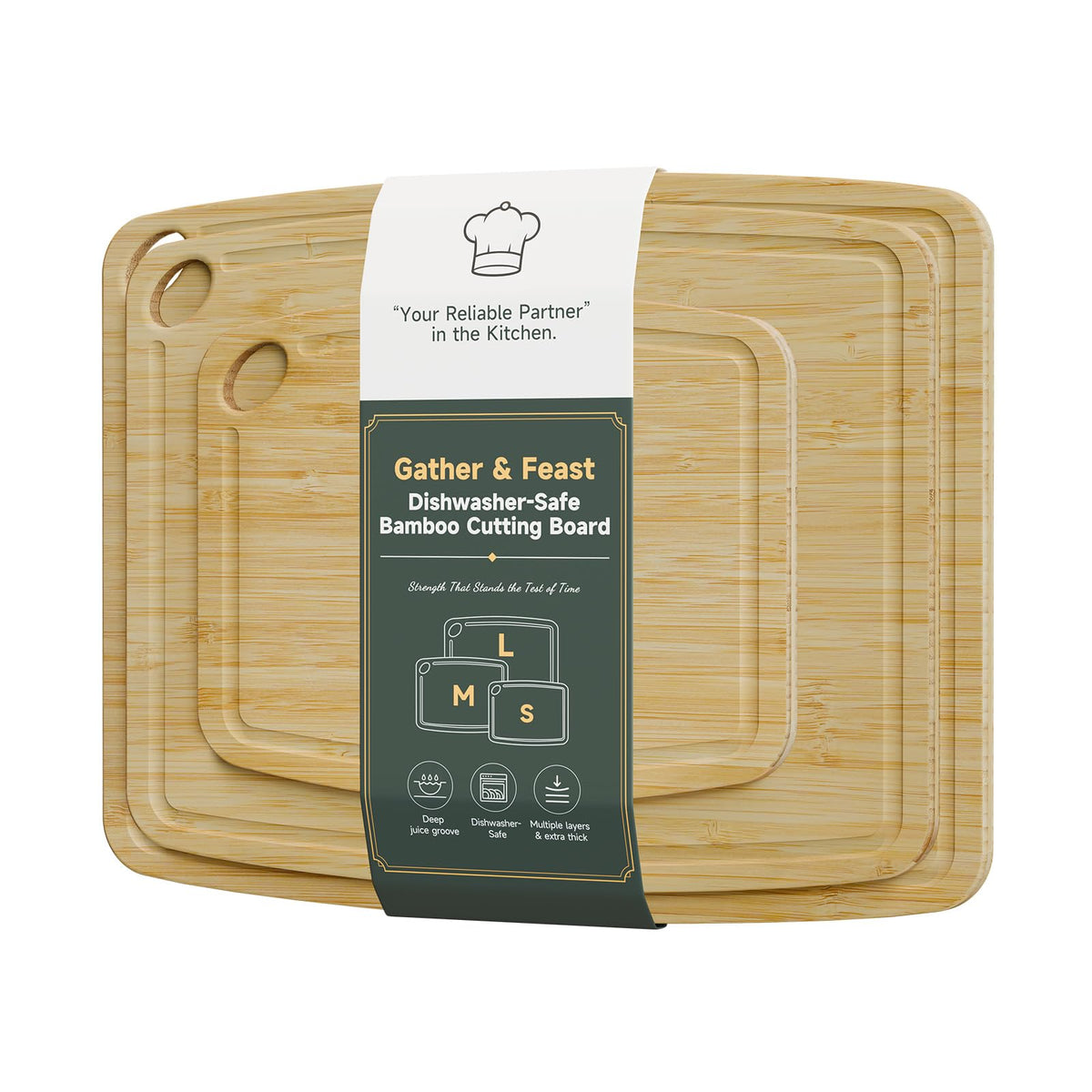 Dishwasher Safe Cutting Board,Bamboo Cutting Board with Juice Groove
