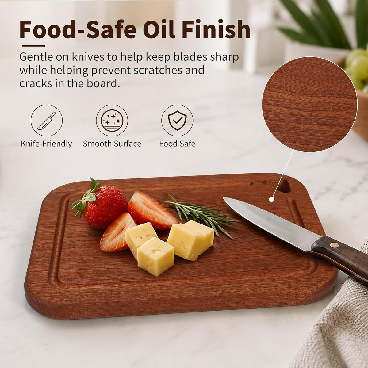 Small Ebony Wood Cutting Boards for Kitchen with Juice Groove