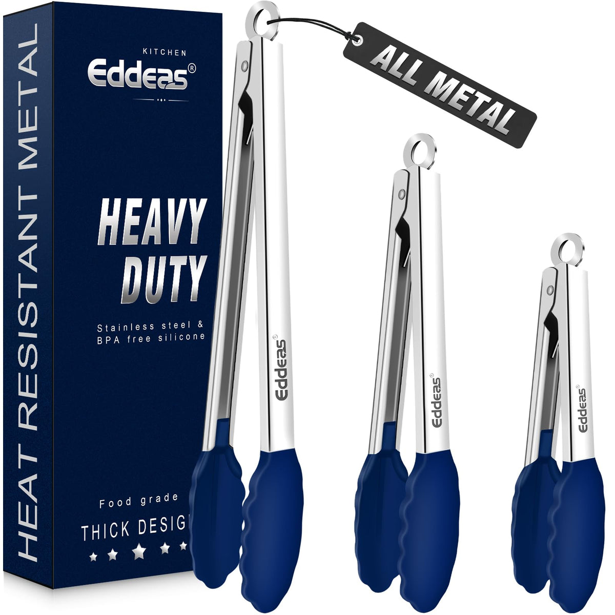 Kitchen Tongs Up To 600°F Silicone Tongs for Cooking 3Pcs 7,9,12 IN