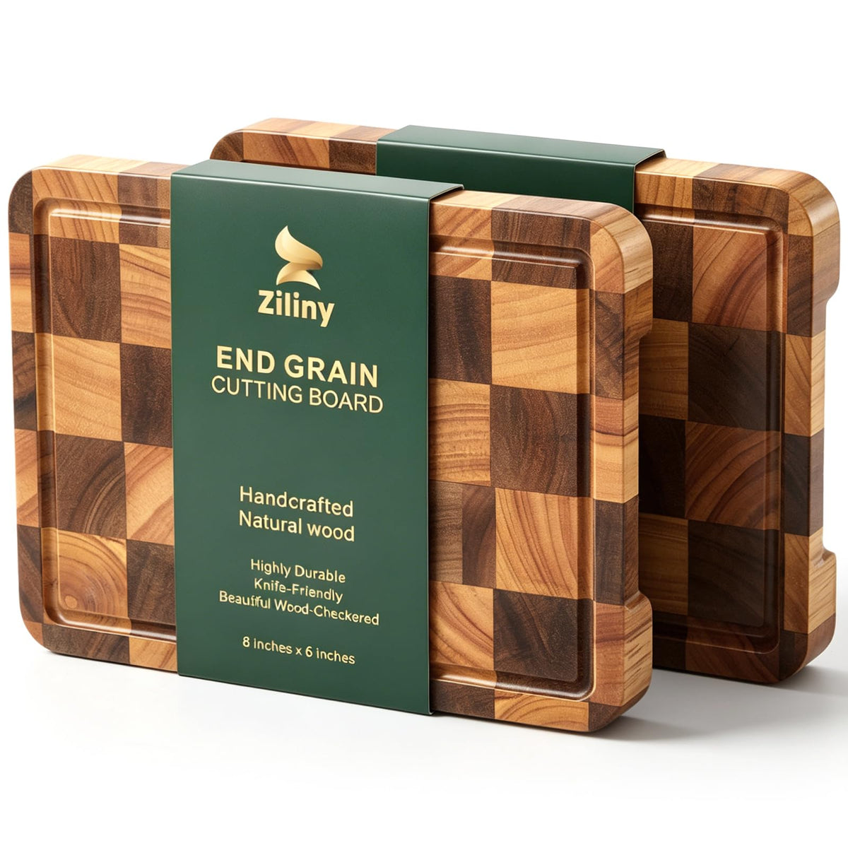 Ziliny 2 Pcs Small Cutting Board Set 8 x 6 Inch Mini Checkered