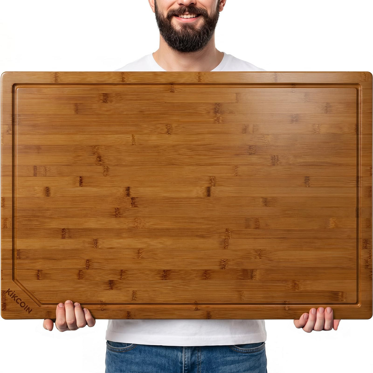 Kikcoin 9"×6" Small Bamboo Cutting Board with Handle, Deep-Carbonized