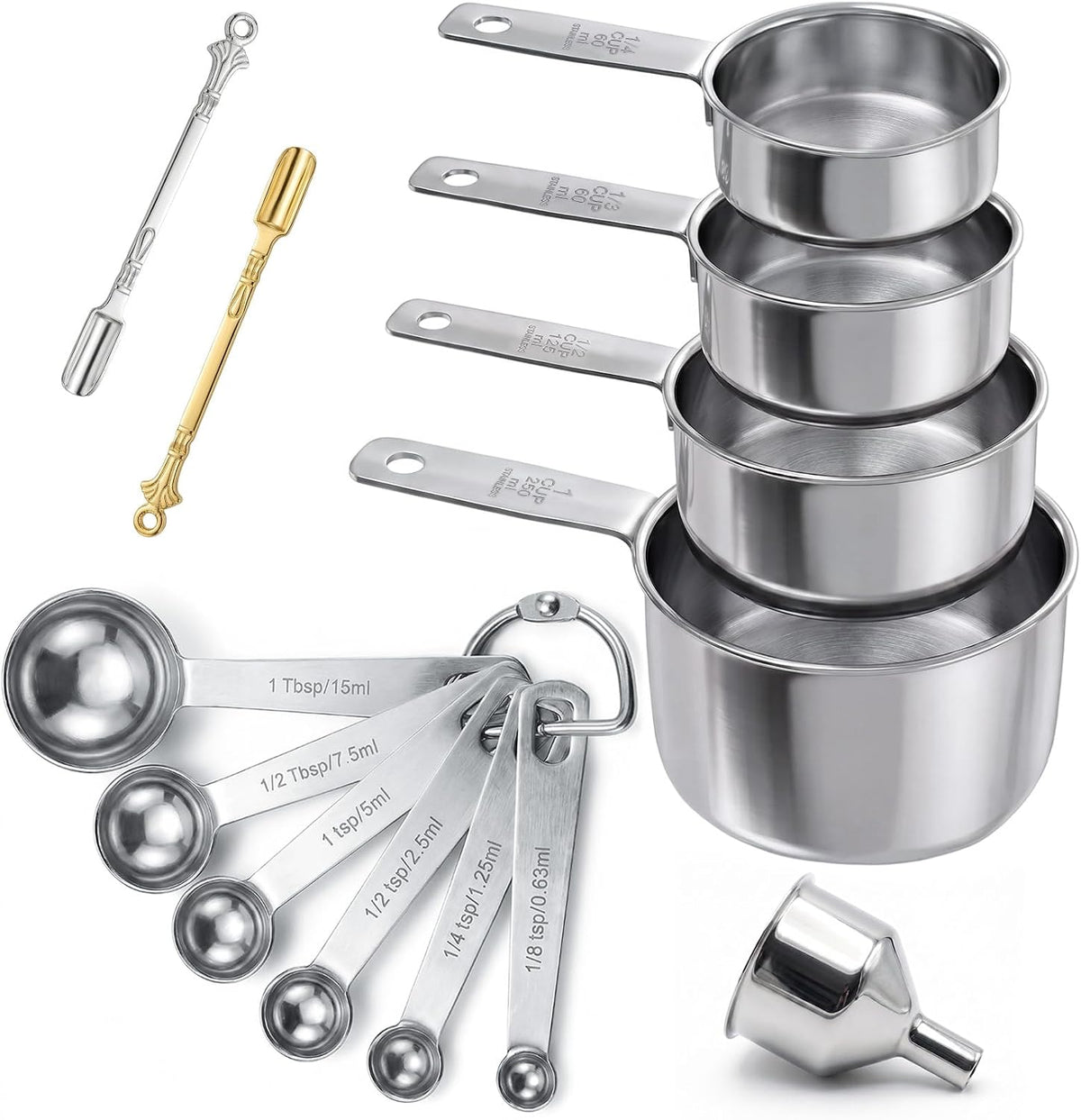 13 PCS Stainless Steel Measuring Cups and Spoons Set for Baking and Cooking