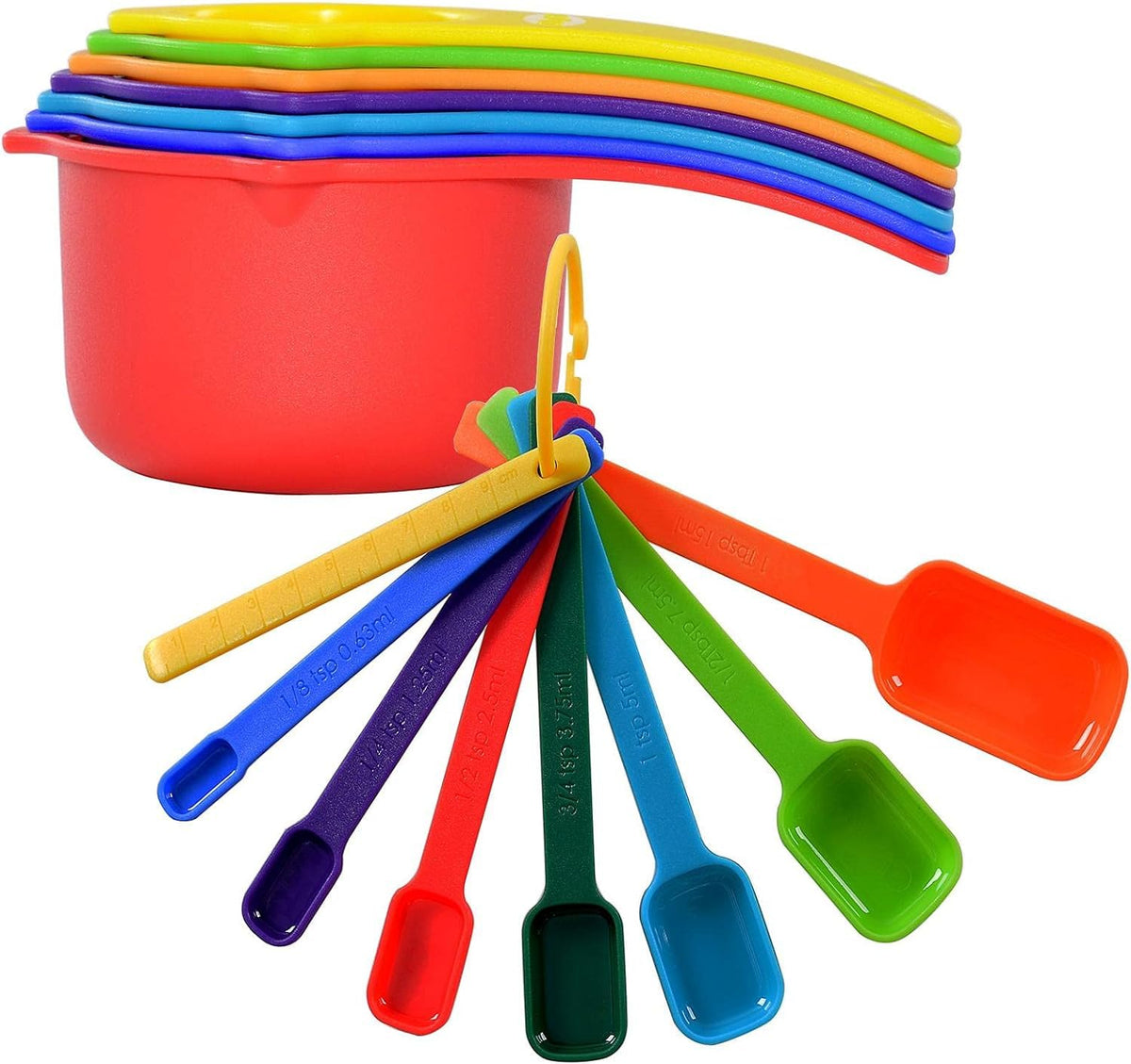 Plastic Measuring Spoons 8-Piece,Assorted Colors