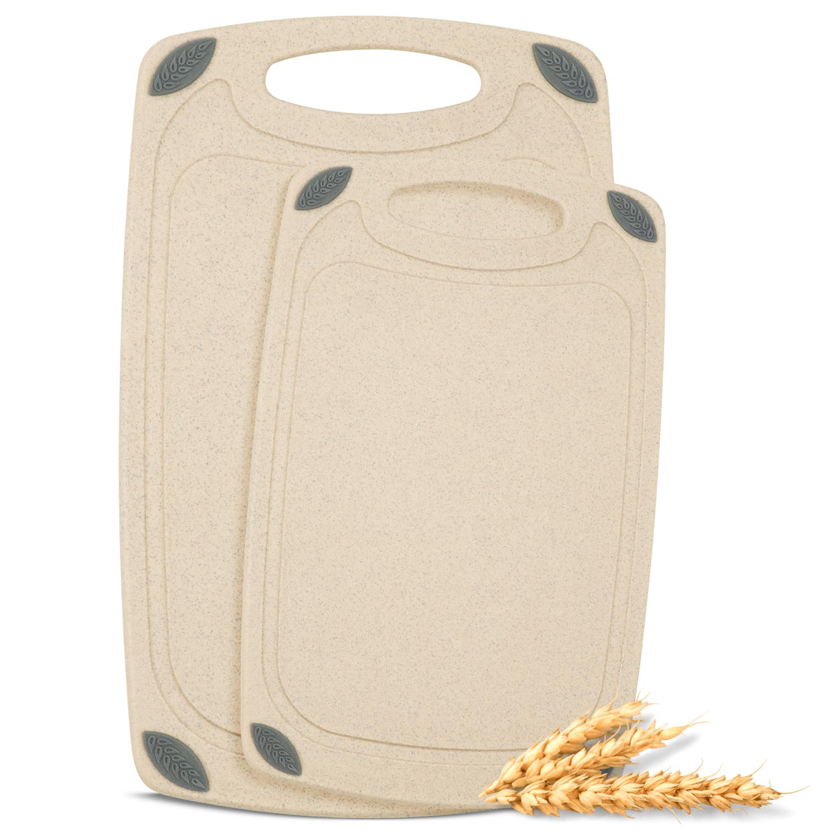 AXIOM CREATIONS 2-Piece Reversible Cutting Board Set Made with Natural Wheat Straw Fiber, Eco-Conscious Food Safe Kitchen Essentials, Gluten Free & BPA Free Chopping Boards for Kitchen
