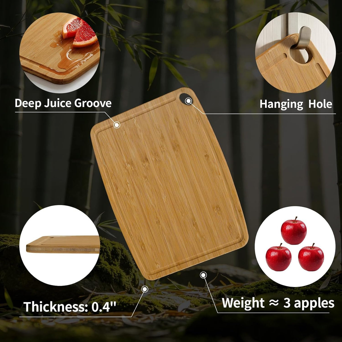 Dishwasher Safe Cutting Board,Bamboo Cutting Board with Juice Groove