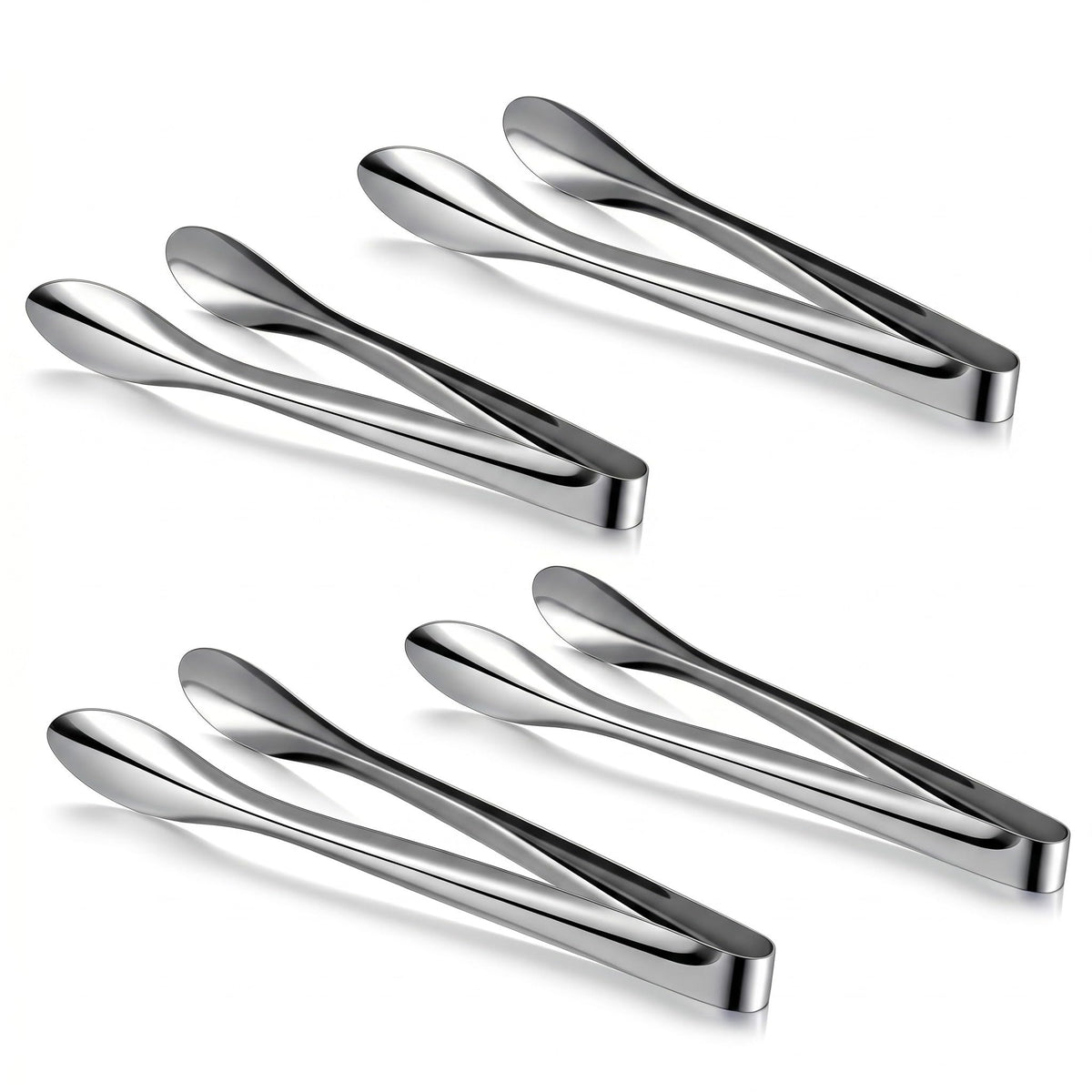 2 Pack Silver Polished Serving Tongs 6 Inch,9 Inch