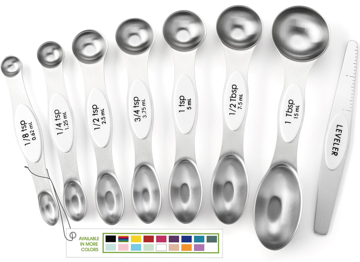 Spring Chef Stainless Steel Magnetic Measuring Spoons Set of 8, Black