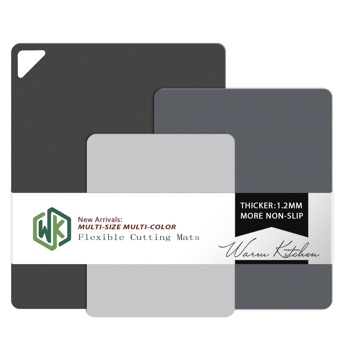WK Flexible Plastic Cutting Boards Mats for Kitchen, Flexible Non Slip Cutting Mat, Thin Cutting Sheets, BPA Free, Dishwasher Safe, Multi Sizes