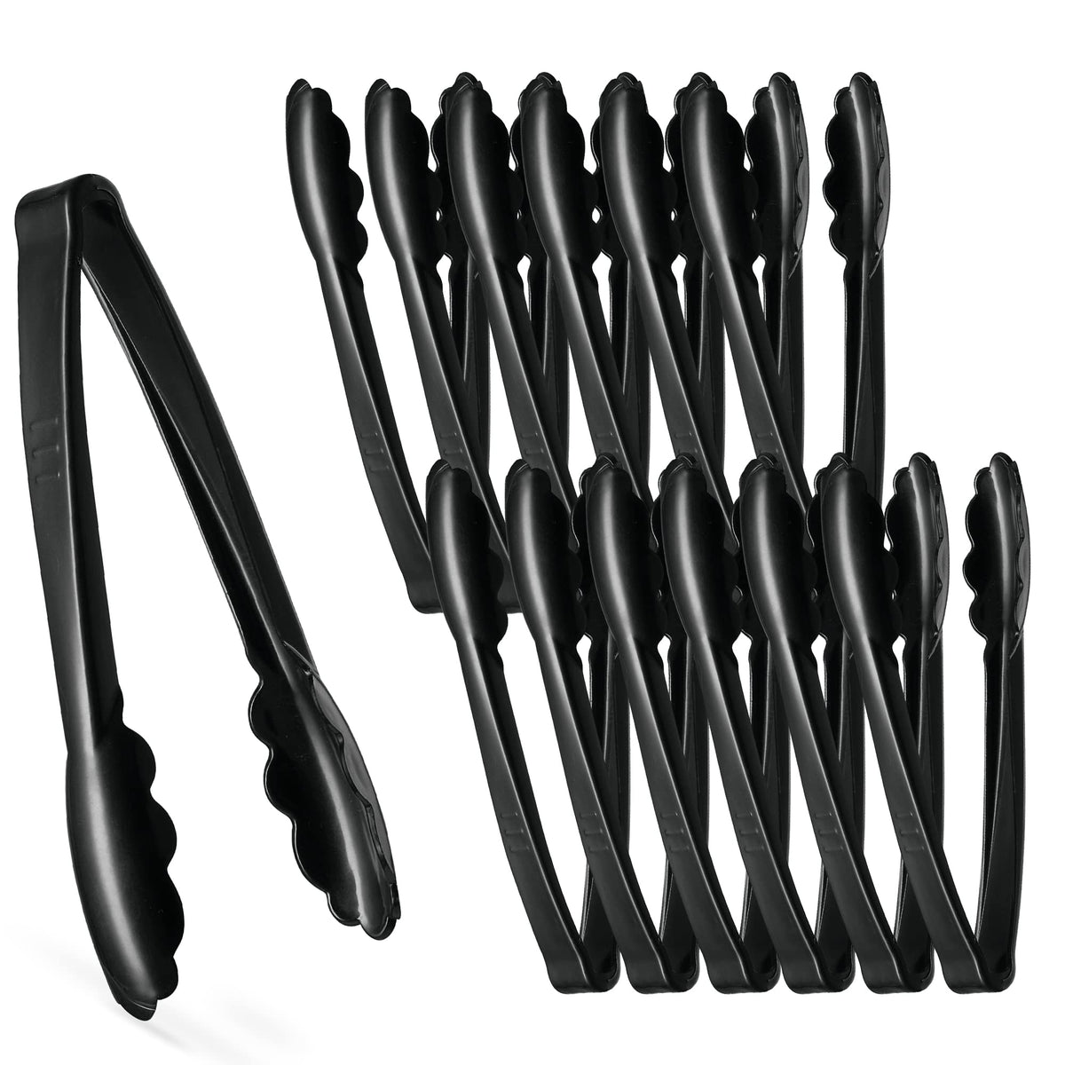 [Clear Tongs 7.5'' Inches] Plasticpro 7.5'' Serving Tongs Heavy Duty Reusable Kitchen and BBQ Clear Serving Tong for party's, Caterings, Events, Buffet, Weddings, And every Day use Pack of 12
