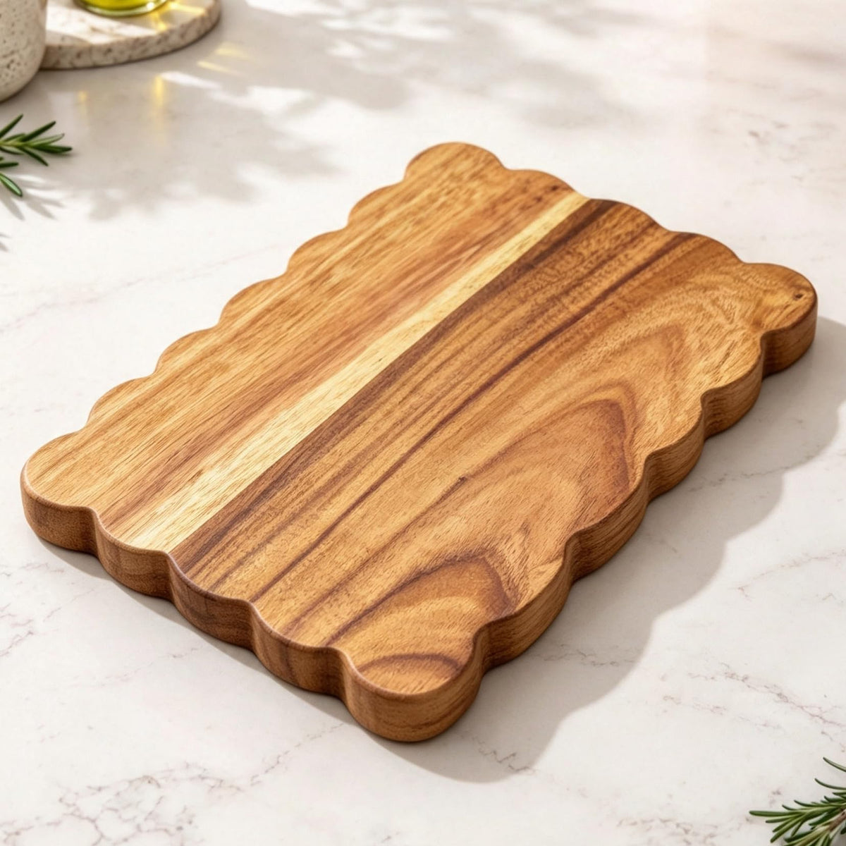 Small Acacia Wood Cutting Board with Handle, Wood Cutting Board for Kitchen